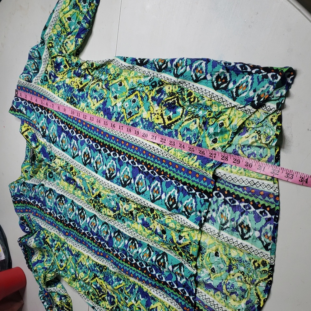 Chelsea & Theodore Viscose Button Up Long Sleeves Shirt Tunic Size 2X Bohemian - Picture 11 of 14